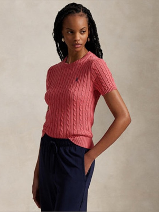 Polo Ralph Lauren Sweaters - Polo Ralph Lauren pink cable knit short sleeved sweater